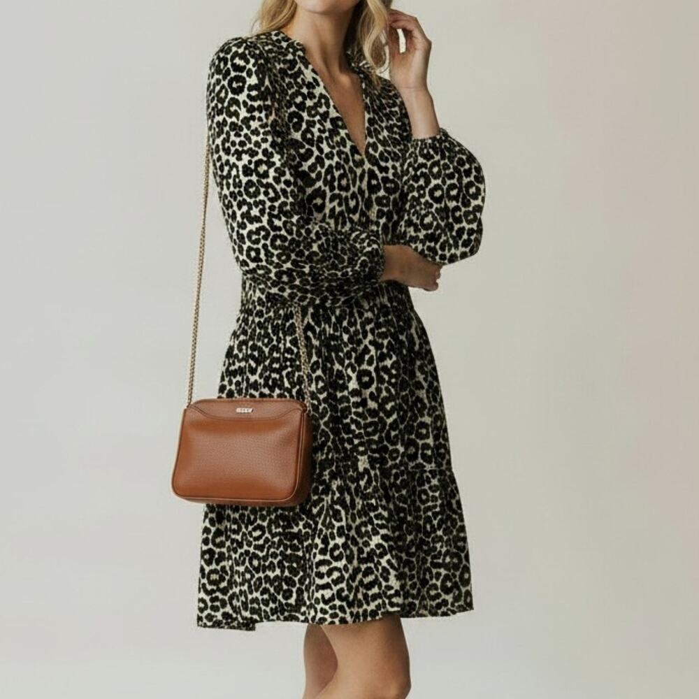 The Drop Mini Dress Caralynmirand Leopard Print V Neck Flowy Tiered Size XL NWT